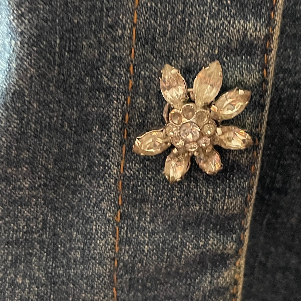 Ladies denim jacket with cheetah print - jewels - size 1x - Picture 6 of 7